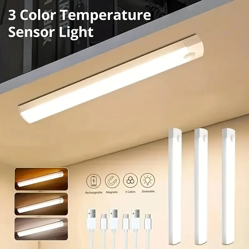 

Светодиодный светильник для гардероба с питанием от USB, индукционный светильник с регулируемой яркостью, беспроводной магнитный ночник, подходит для настенных шкафов, лестниц, офисов