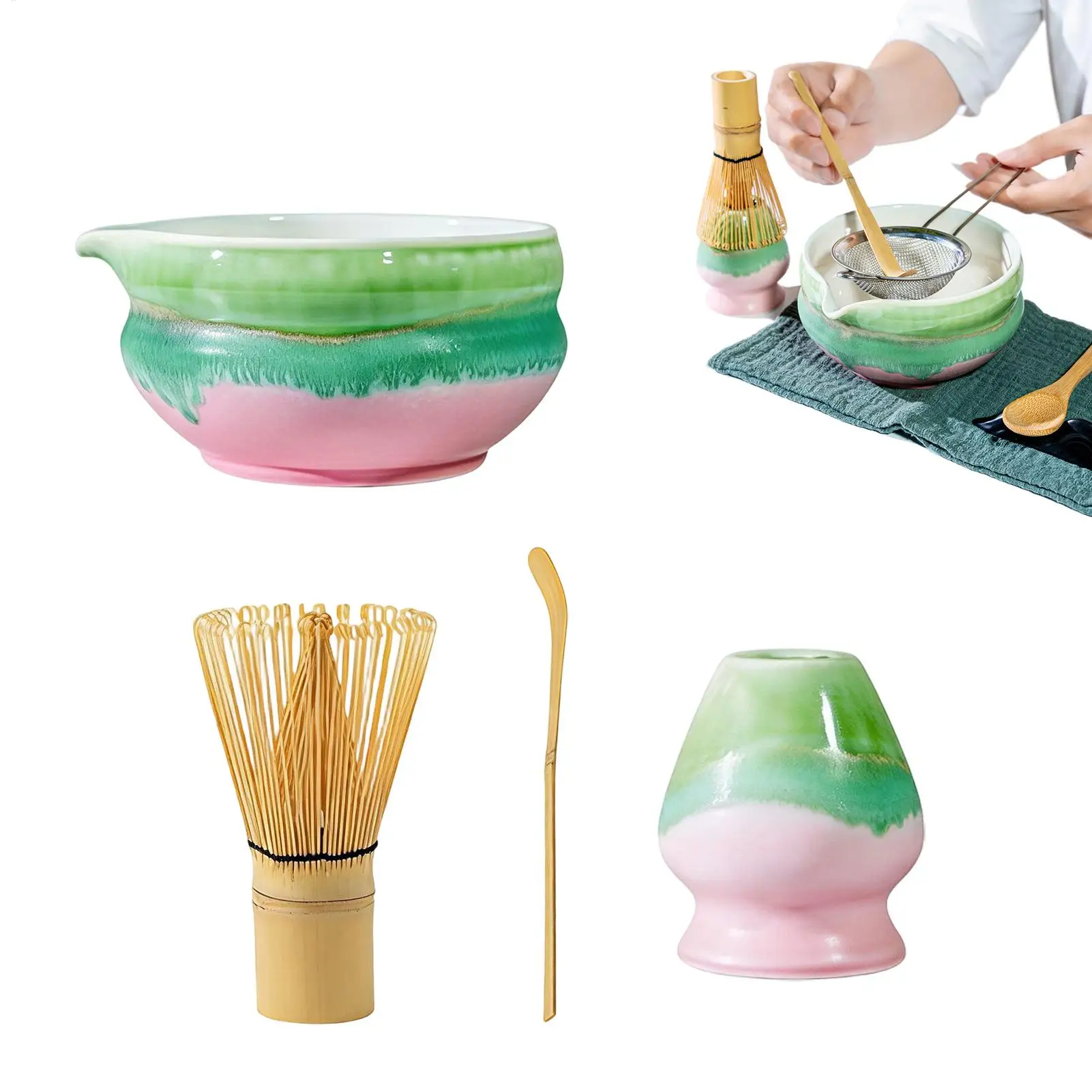 Juego de té matcha, juego completo de herramientas, batidor de té, utensilio para beber que no se deforma fácilmente, caja de regalo dividida para mujeres, madres y principiantes