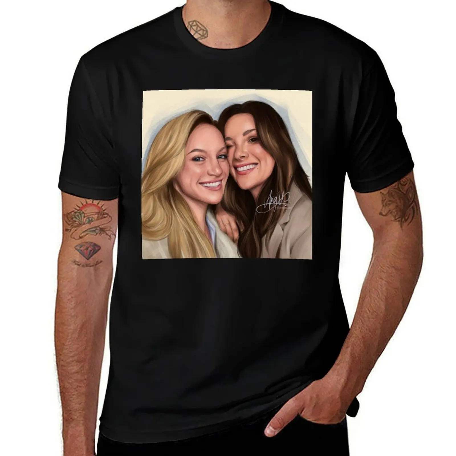 

maya & carina drawing T-Shirt cute clothes designer shirts customs sweat shirts, men