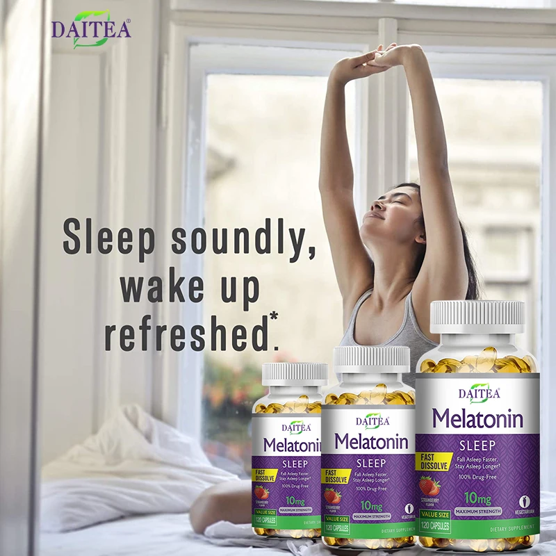 Melatonin Capsules - Sleep Aid Supplement That Helps Nourish Nerves, Relieves Sleep Disorders and Improves Energy Levels