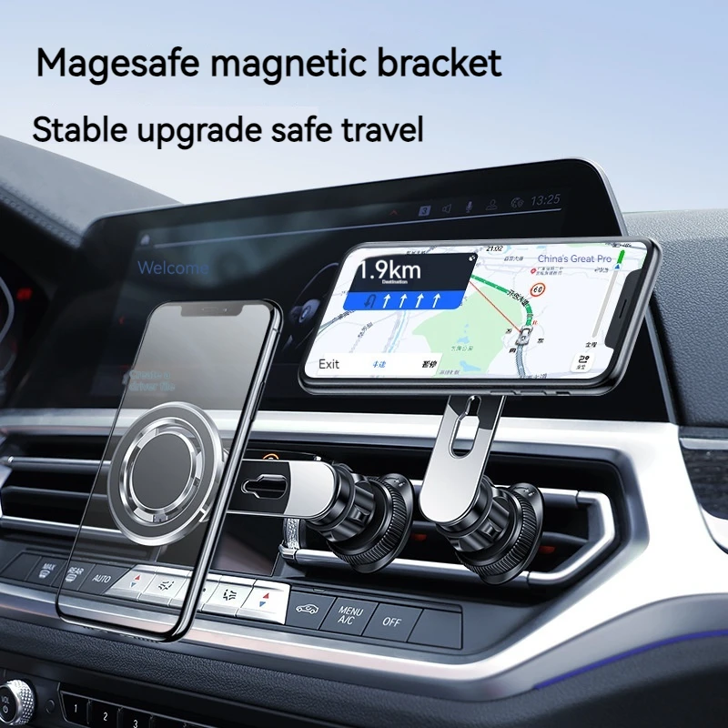 Metal Magnetic Car Phone Holder 360 Rotation Air Vent Phone Bracket for Iphone 16 15 14 13 12 Pro Max Samsung Suporte Celular