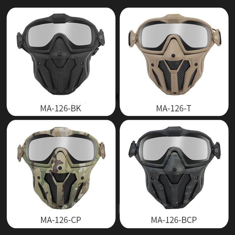 Airsoft Mask Detachable Goggles with Anti-fog Fan Tactical Paintball Protective Full Face Mask Shooting Goggles Masks