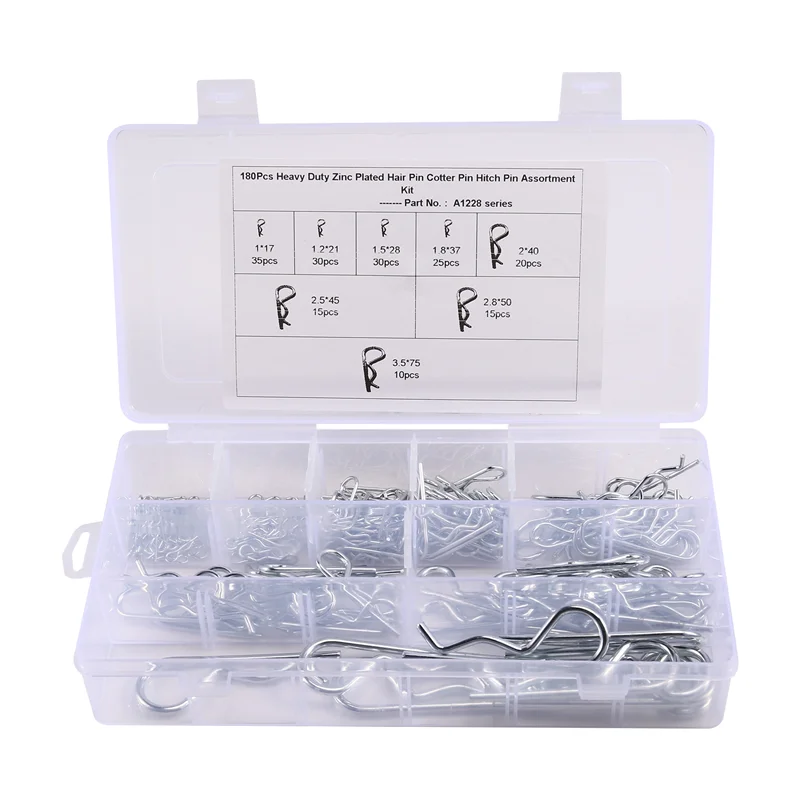 

AA01-R-Shape A1288 Galvanized Split R-Type Cotter Pins, 180 Pcs, For Effective Locking