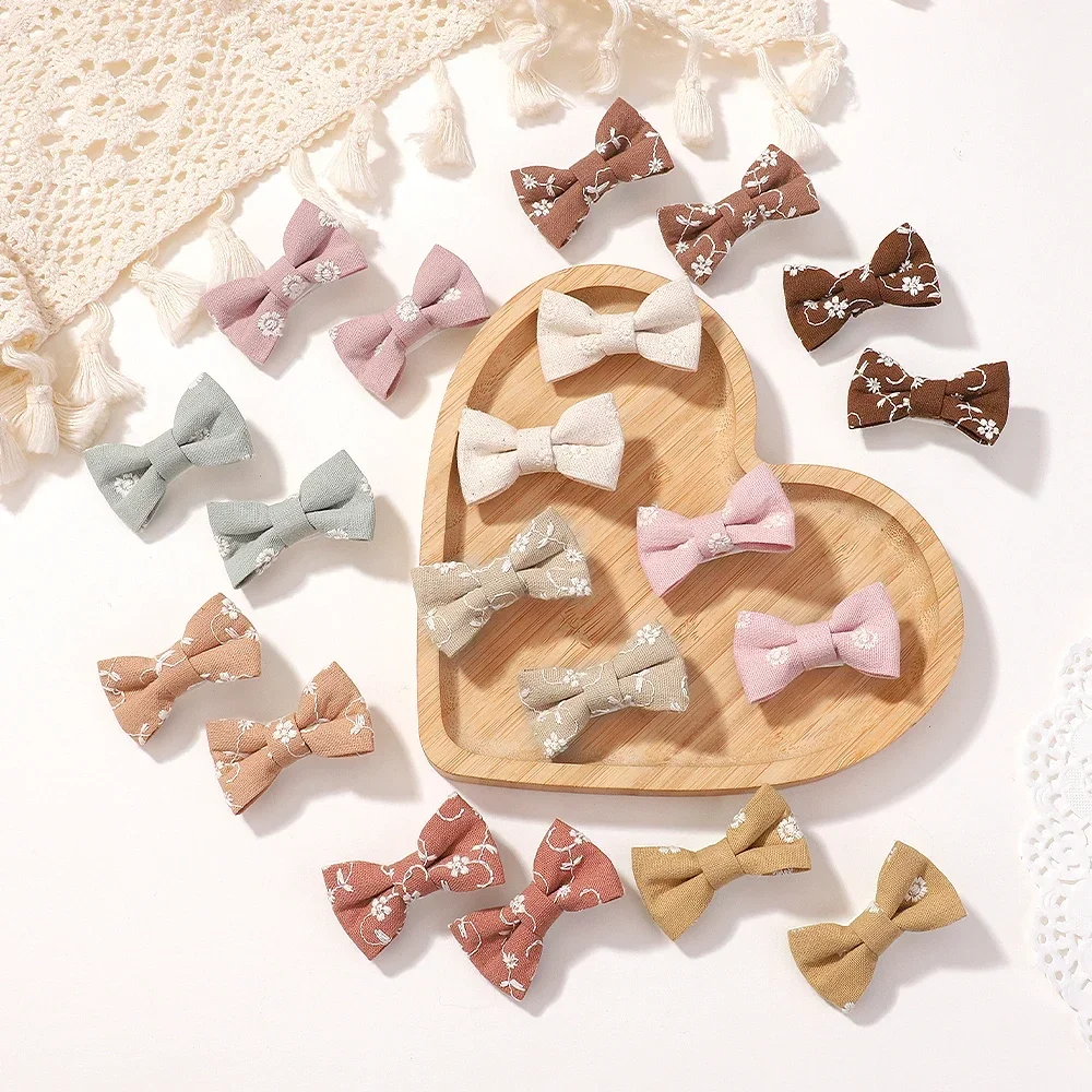 

2Pcs Kids Mini Print Bows Hairpins Soft Cotton Hairclip for Girl Lovely Bowknot Hairgripe Toddler Headwear Baby Hair Accessories