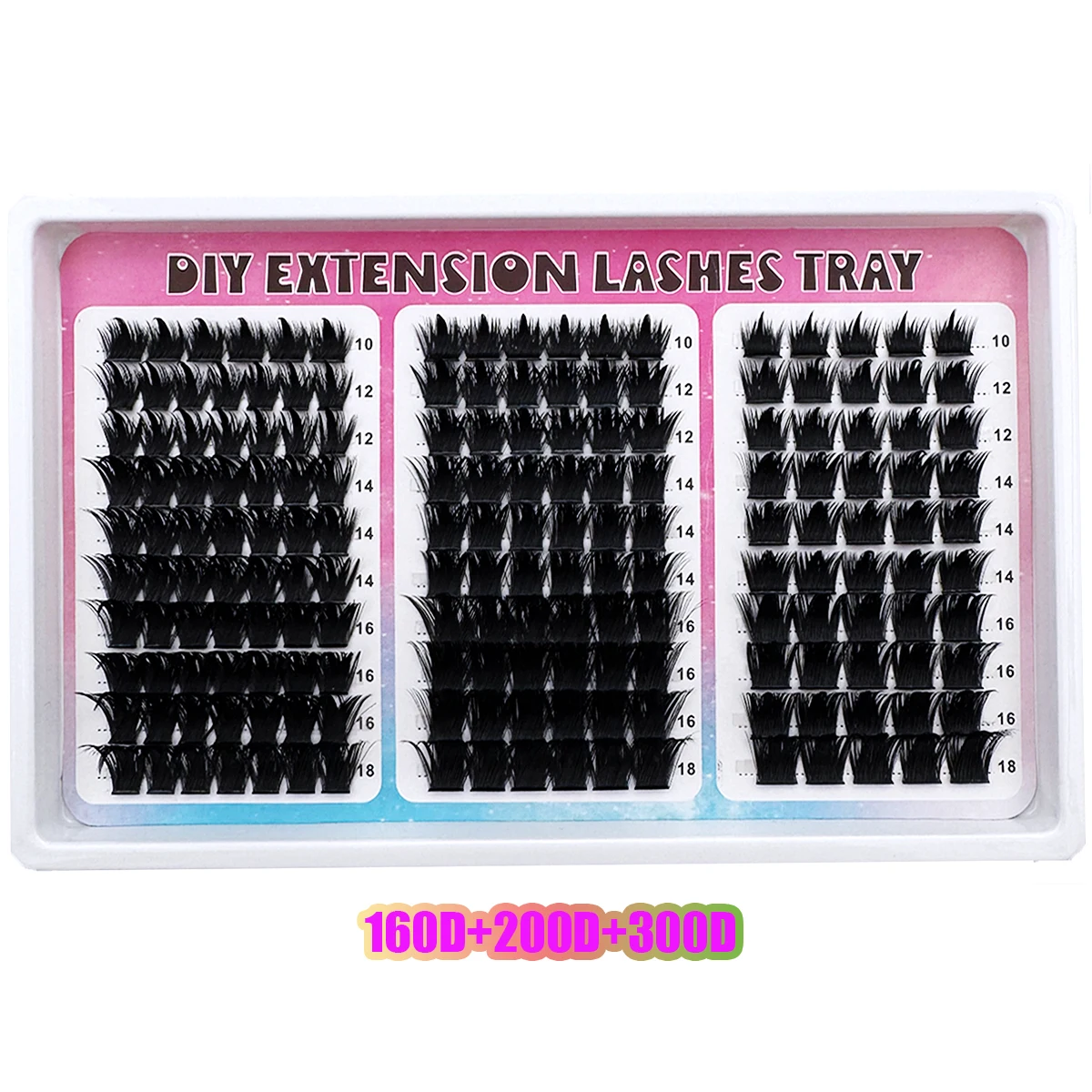 300D-60D Spikes Lash Cluster Wimpernverlängerungen 180 Stück/260 Stück Dicke, Stachelige Einzelwimpern 10-18mm Mega Wispy DIY für Zuhause – Detail 10