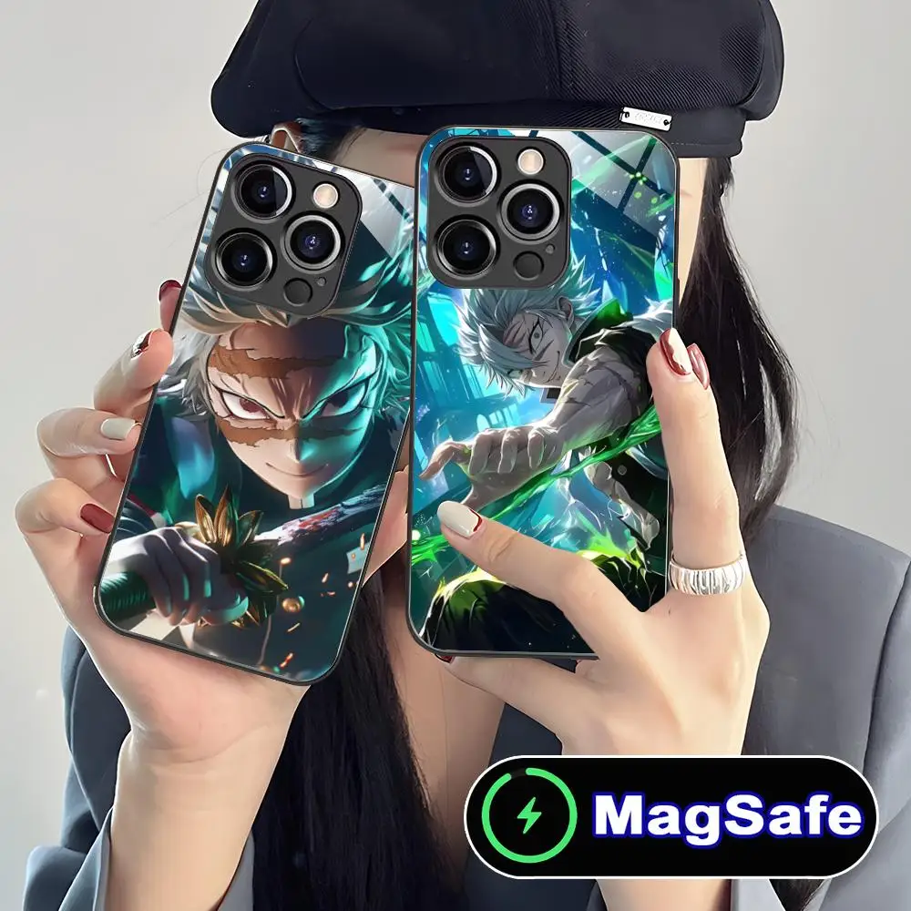 

Demon Slayer Sanemi Phone Case for iPhone 16 15 14 13 12 11 Pro Max Plus Mini MagSafe Glass Colour Protective Luxury Pretty
