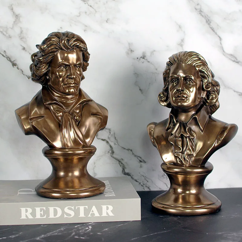 Imitation Copper Beethoven Chopin Mozart Statue Sculptured Ornaments Hallway Living Room Office Model Room Decoration