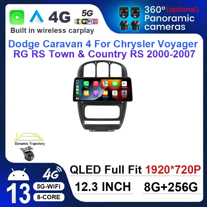 

Мультимедийная магнитола 12,3 дюймов Android 13 для Dodge Caravan 4 для Chrysler Voyager RG RS Town & Country RS 2000-2007 DSP 4G GPS