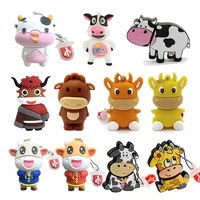 Cute Cows USB Flash Drives 64GB Cartoon Bull Memory Stick 32GB Creative Gifts for Kids Pen Drive Free Key Usb Stick