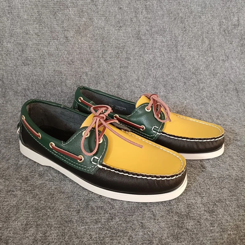 2026 الكلاسيكية الجلود والحبوب الكاملة قارب الأحذية الأحذية حذاء رجالي Handsewn العلامة التجارية الفاخرة المتسكعون الأخفاف للرجال #1