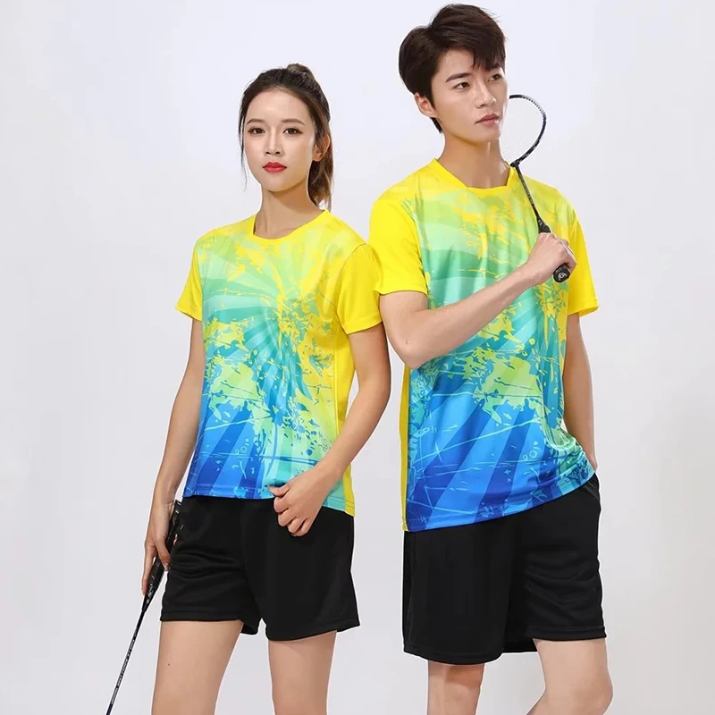 

Новые спортивные футболки, быстросохнущая дышащая рубашка для бадминтона, женские и мужские футболки для настольного тенниса, волейбола, командных игр, тренировочные футболки для бега