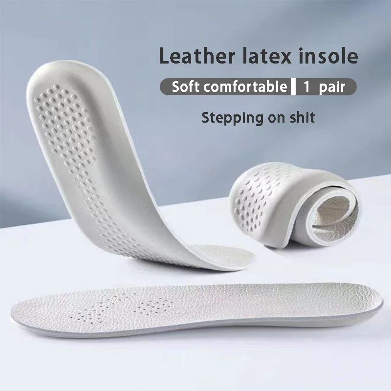 Sport Orthopedic Insoles First Layer Cowhid Insoles Latex Comfortable Soft  Breathable Sneakers Running Mat Leather Shoes Insole