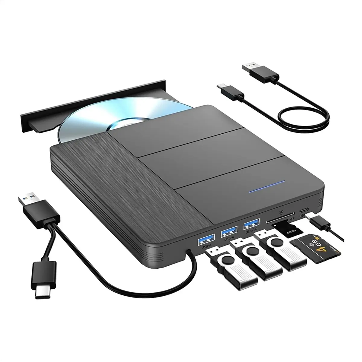 DT89 HOT 7 in 1 External Blu-Ray Drive,Support Disc R/W BD DVD CD Player,Portable Burner USB3.0 SD/TF Card Slot