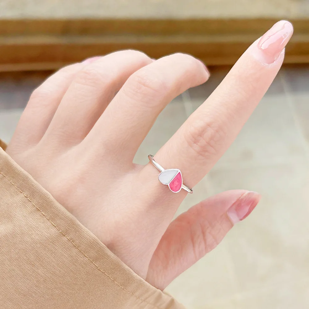 Buyee 925 Sterling Silver Sweet Ring Finger Cute Heart Open Ring for Women Girl Fashion Party Fine Jewelry Circle Gift