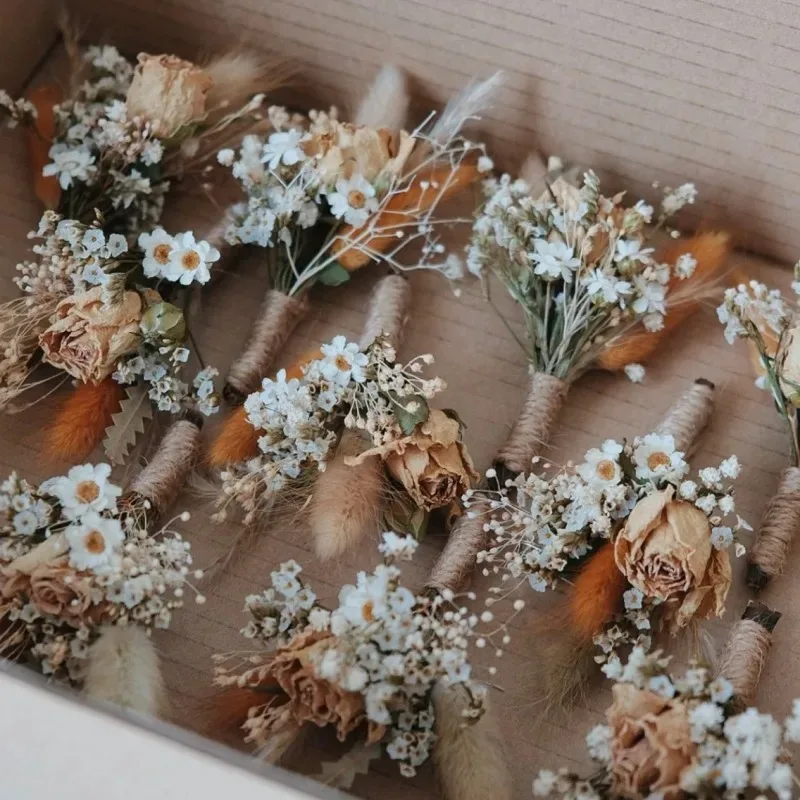 Natural Pampas Dried Flowers Bouquet Dried Mini Lagurus Flower Bouquets for DIY Craft,Photo Props Home Bride Wedding Decoration