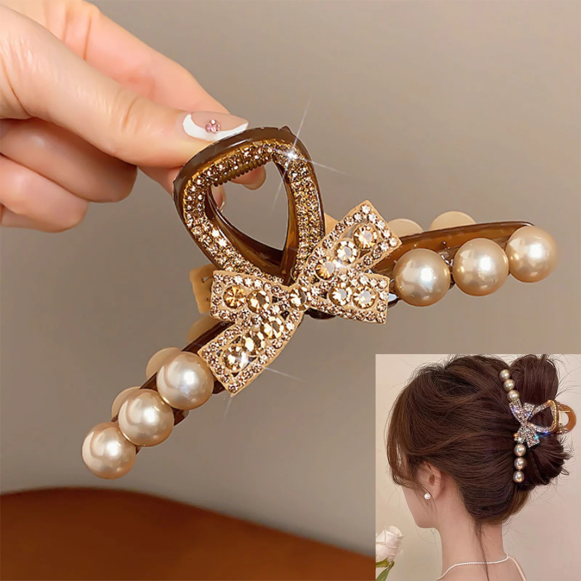 Vintage Pearl Black Hair Claws For Women Girls Temperament Hair Ornament Simple Hair Clips Hairpin Fashion Hair Accessories Gift