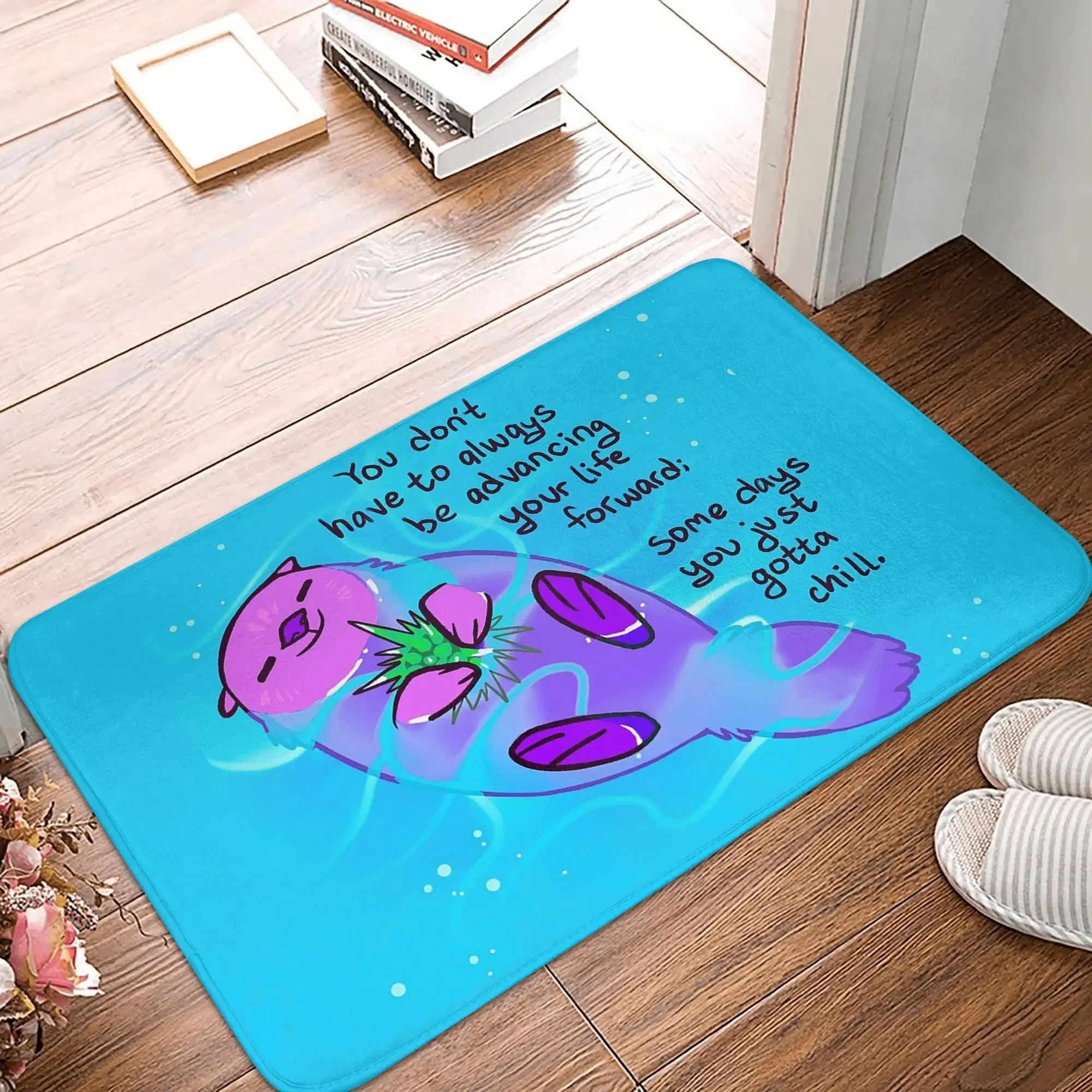 Some Days You Just Gotta Chill Purple Otter Anti-slip Doormat Floor Mat  Rug for Kitchen Entrance Home Bathroom Footpad Mats