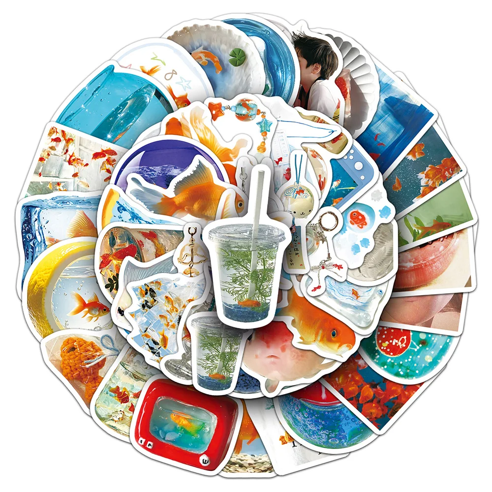 10/30/50pcs Kawaii Goldfish Cartoon Adesivi INS Stile Creativo Graffiti Decalcomanie Decorazione Valigia Telefono Notebook Confezione di adesivi