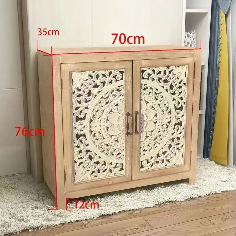 Log decorative cabinet Living room storage floor dining side cabinet Pastoral bucket cabinet