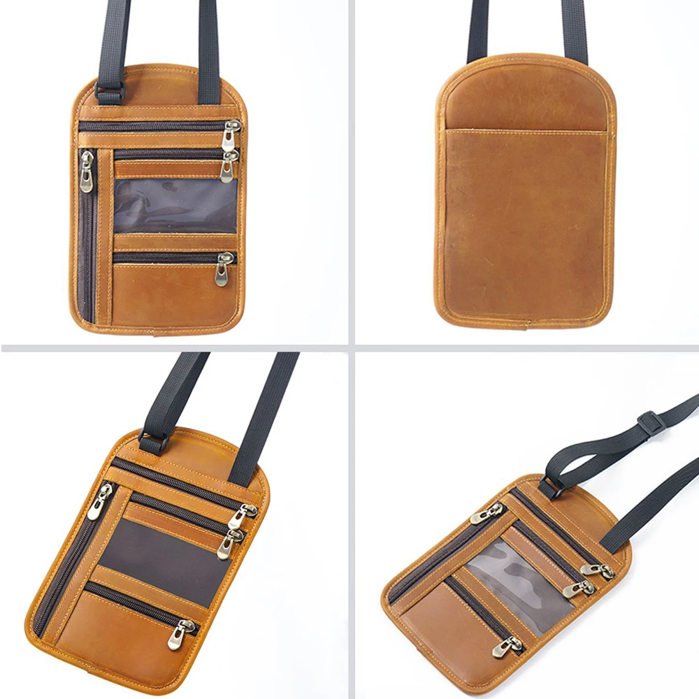 Multi-Function RFID Blocking Passport Cover Case with Neck Strap - Crossbody Money Notebook Document Organizer Wallet for Travel