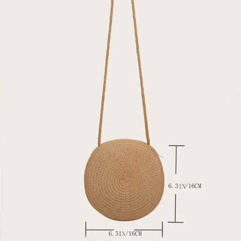 Bolsa De Palha Minimalista Rodada Crossbody Bolsa Mulheres Ombro Vocação Estilo Bolsa