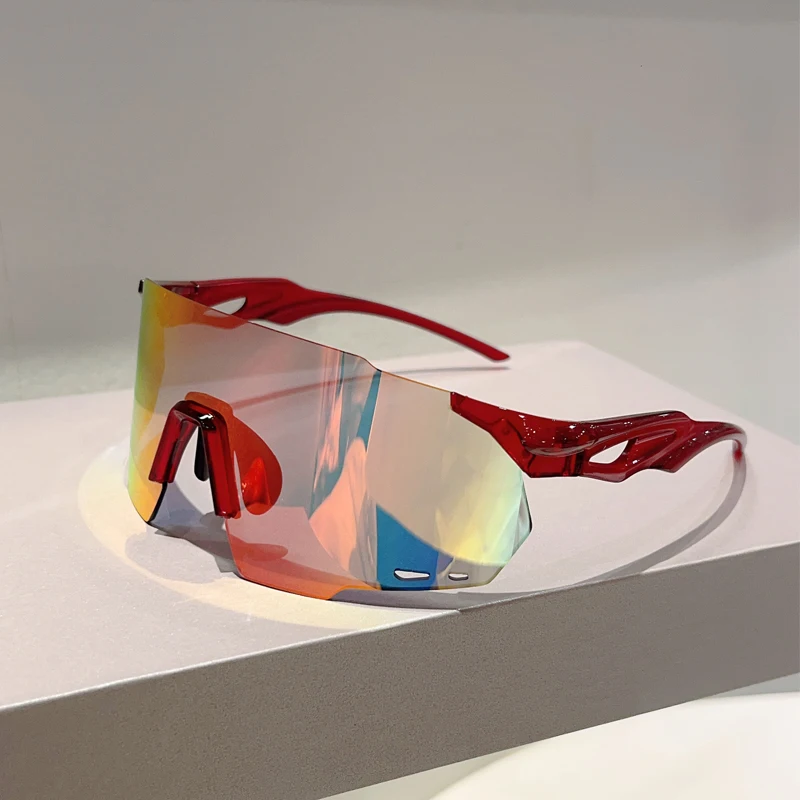 KAMMPT Rimless Oversized Goggle Men 2025 New Wrapped Round Mirror Sports Sunglasses Trendy Outdoor Cycling Protective Shades