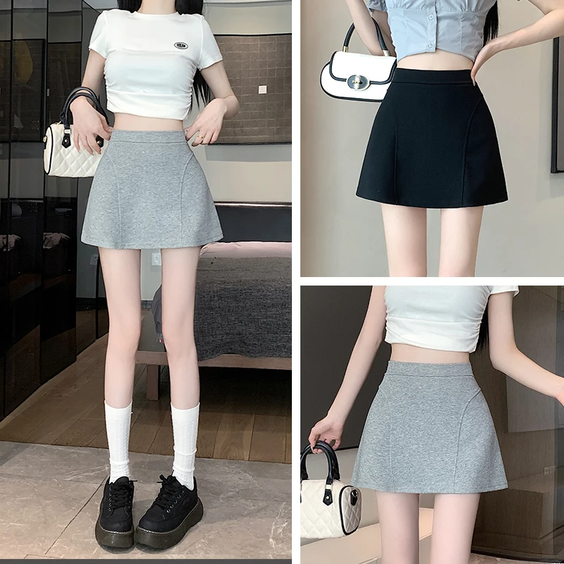 

Женская летняя юбка А-силуэта с высокой талией, новинка 2025 года, в студенческом стиле, с эффектом похудения, не просвечивает, короткая.