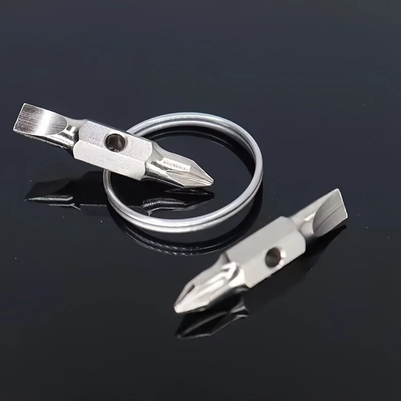 1pc Mini Metal Multi-functional Pocket Repair Tool, Portable Keychain Screwdriver Set with Slotted & Phillips Cross