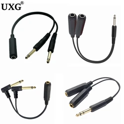 1Pcs 6.35 Mm Male Female To 2 6.35 Mm Female Adapter Cable 1/4 6.35mm Plug To Dual 6.35 Jack Y Splitter Stereo Audio Cord 0.25m