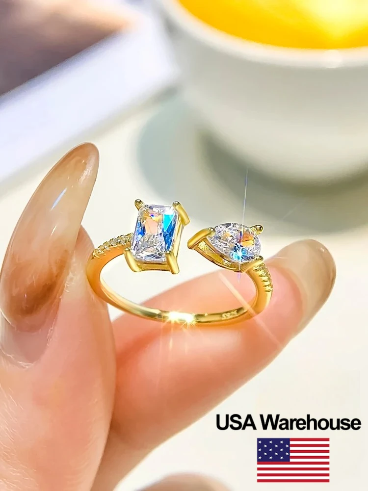 

Великолепное квадратное регулируемое кольцо из стерлингового серебра 925 пробы с каплями воды для женщин, обручальное свадебное роскошное ювелирное изделие высокого качества