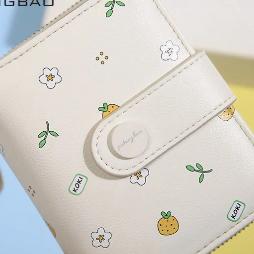 Sweet Hasp Folding Women Wallet PU Leather Japanese Style Short Wallet Zipper Purse Bag Ladies