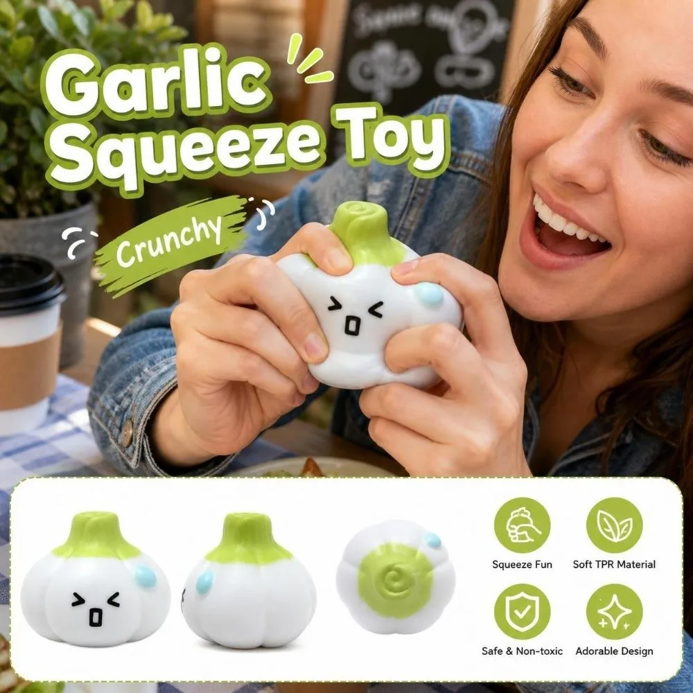 Crunchy Garlic Squeeze Toy Building Blocks Anxiety Relief Realistic Food Pinch Hand Relax Sound Effects