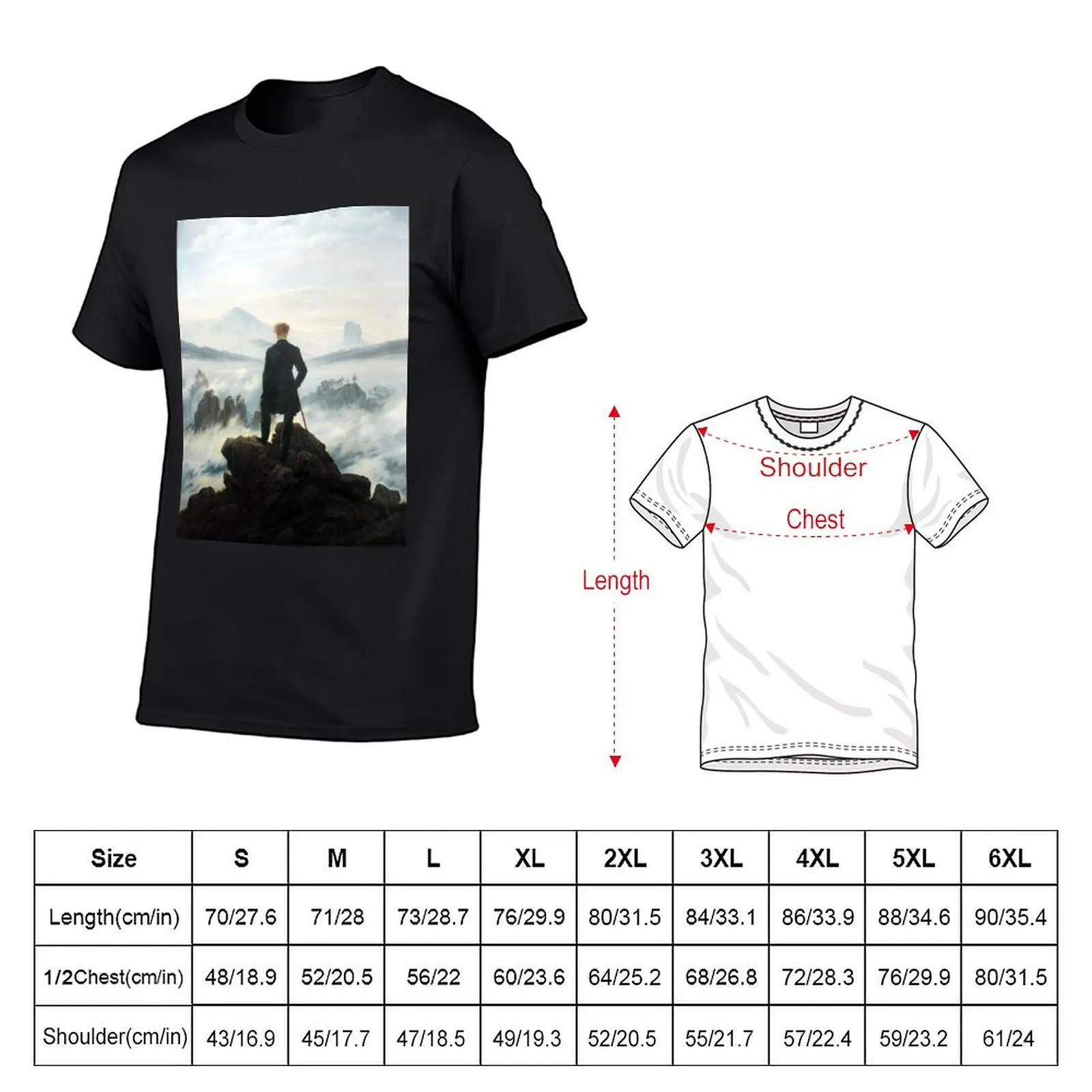 Caspar David Friedrich The Wanderer Above The Sea T-Shirt summer clothes tees sublime men clothes