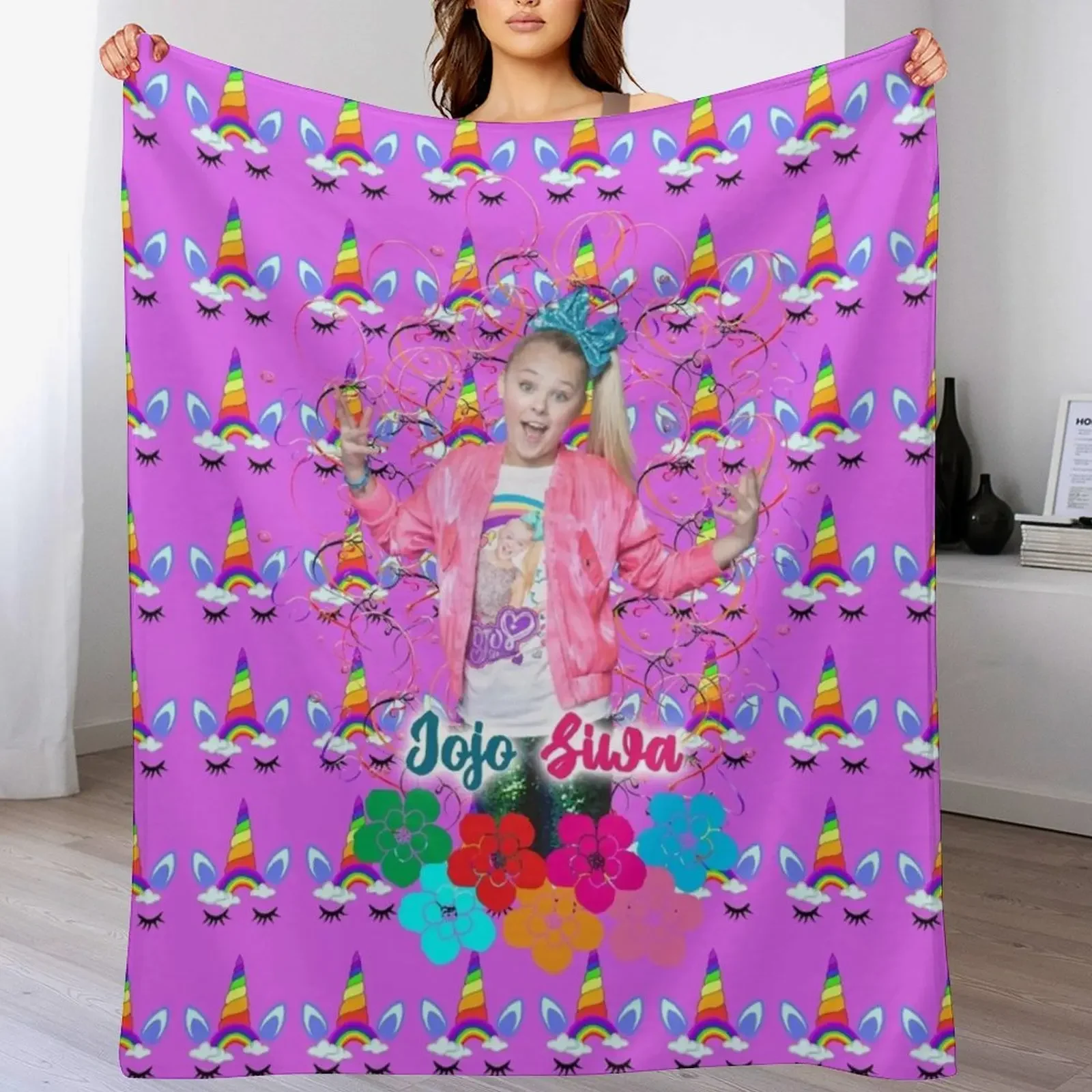 

jojo siwa Throw Blanket Custom Warm Softest cosplay anime Blankets