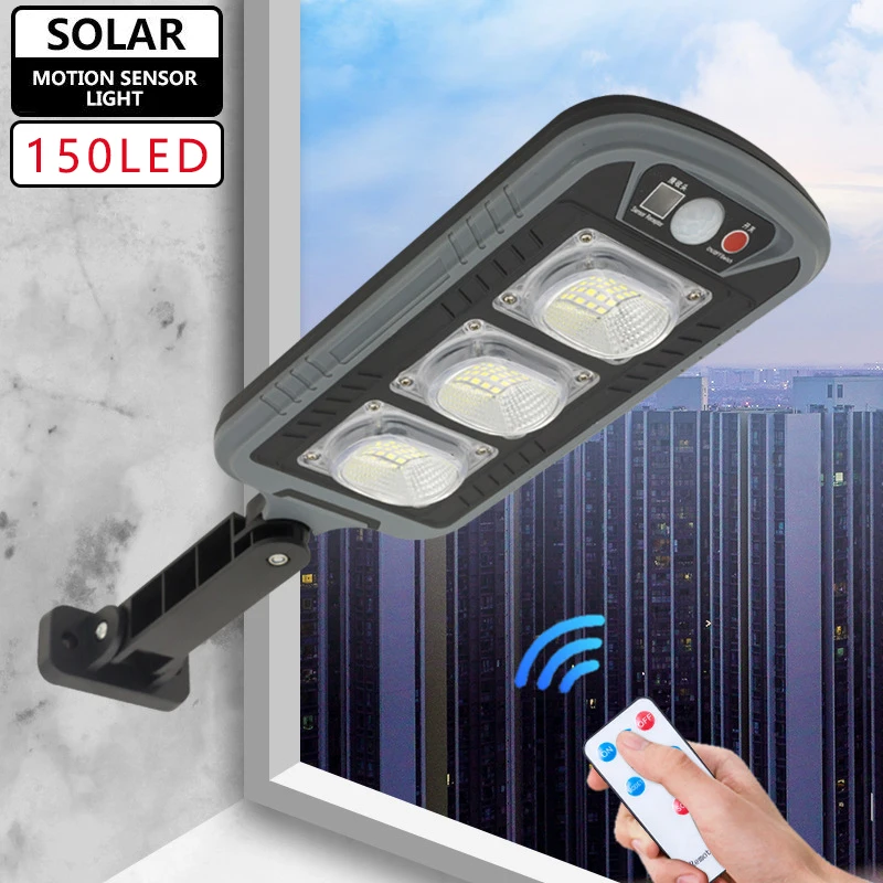 

Solar Street Light Outdoor 150 LED IP65 Waterproof Garden Wall Solar Motion Sensor Lamp with Remote Control Human Body Sensing