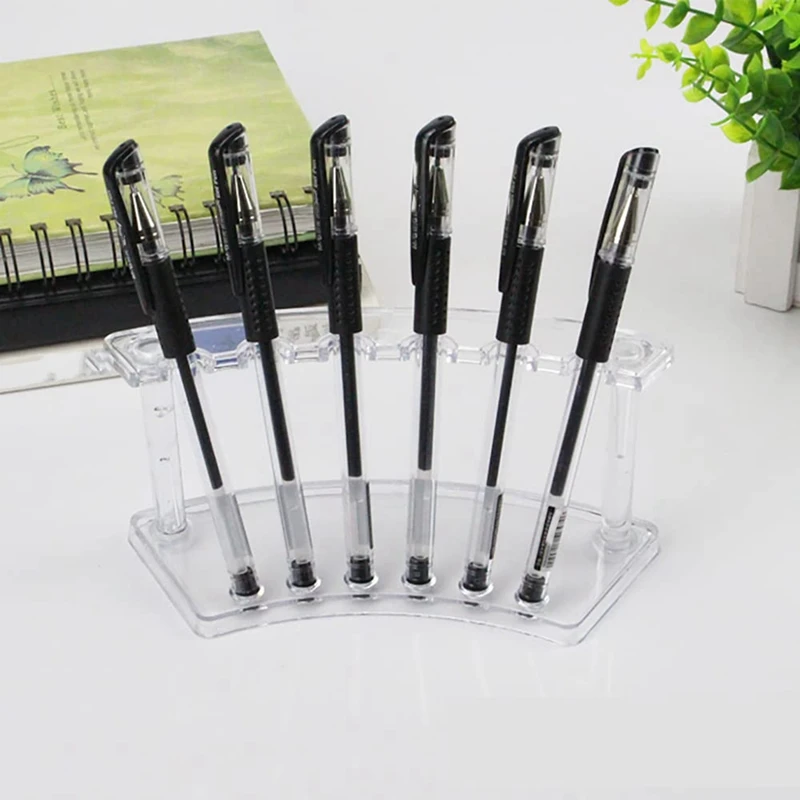 8 Pack Acrylic Pen Display Stand,6-Slot Pen Holder Rack,Makeup Brush Rack Organizer For School Homes Store