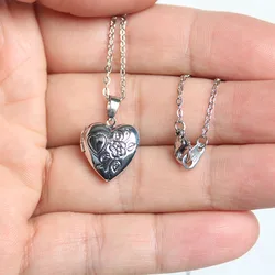 1pc Little Flowers Heart Locket Photo Frame Pendant Floating Lockets Charms Necklaces Women Girls Memorial Jewelry New Year Gift