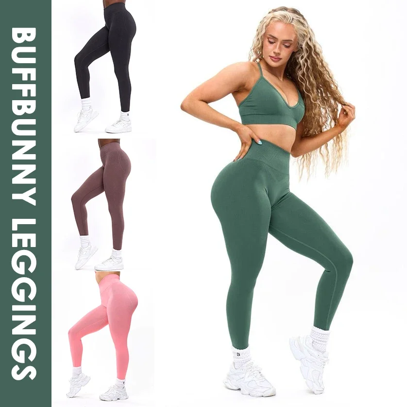 

Buffbunny Seamless Tights High Waist Knitted Fabric Fitness Workout Scrunch Gym Pants Women Outfit Fashion Yoga Leggins