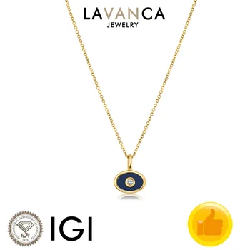 Okrągły wisiorek solitaire z diamentem syntetycznym, złoto 9K/14K/18K, emaliowana oprawa, naszyjnik z diamentem laboratoryjnym.