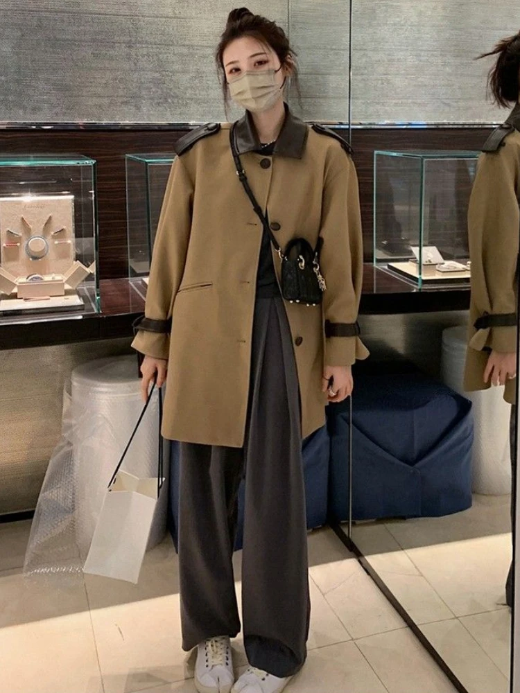 

Trench Women Design Retro Panelled Streetwear Casual All-match Loose Temperament Personality Korean Style Fashion Daily Ladies