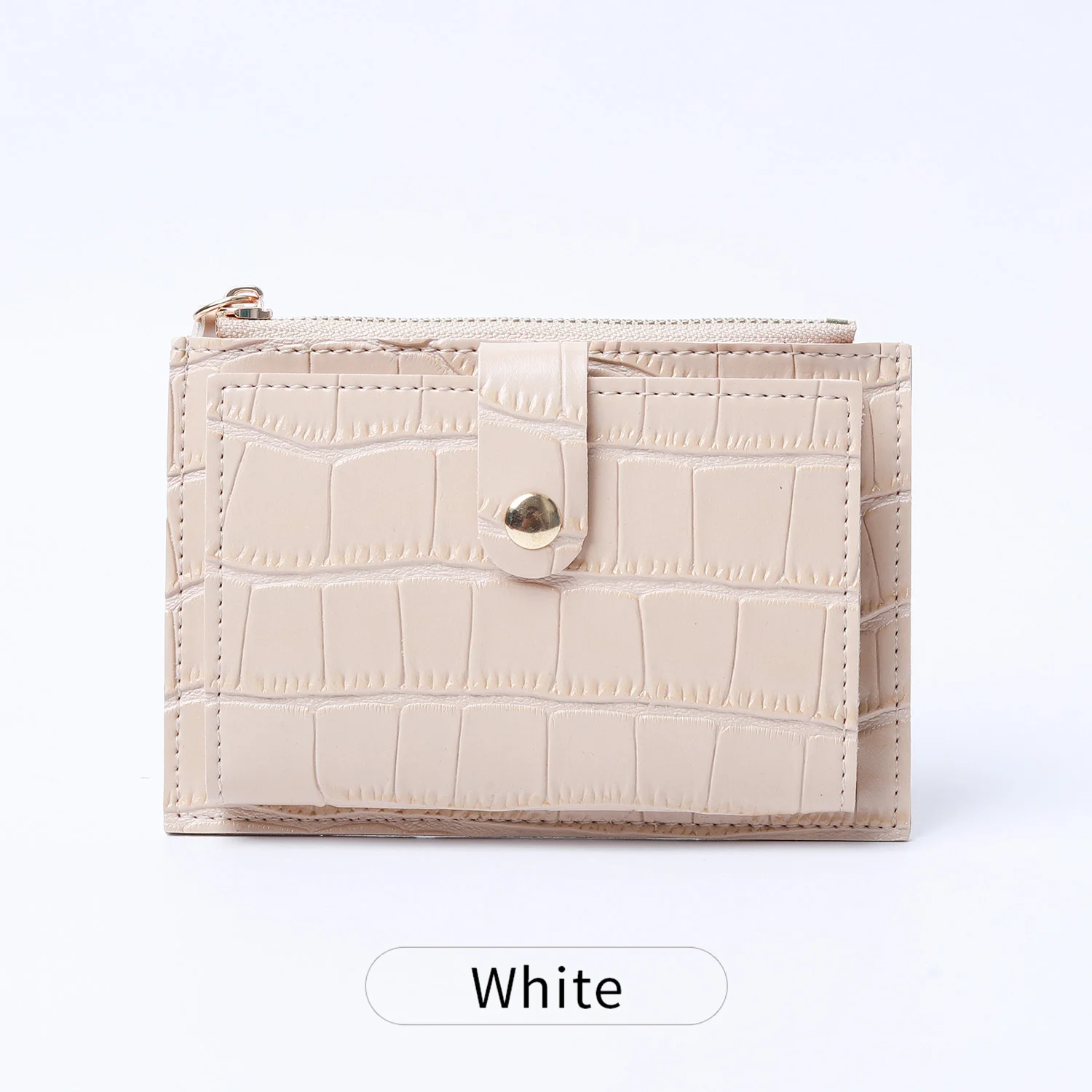 Mini Minimalistischer PU-Leder Kartenhalter für Damen, Stilvolles Krokodilmuster, Kreditkartenhalter, Kleine und Tragbare Geldbörse mit Reißverschluss – Detail 17