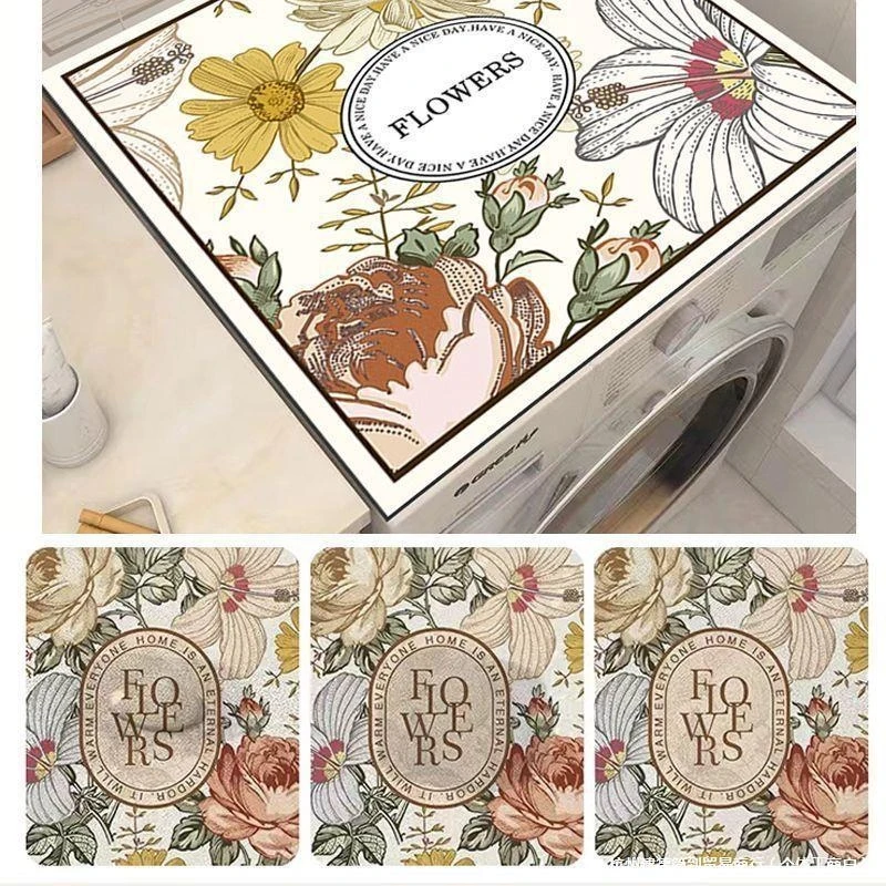 French Retro Washing Machine Dust Cover, American Water-Absorbing Countertop Pad, Dust Cover, Home Decoration