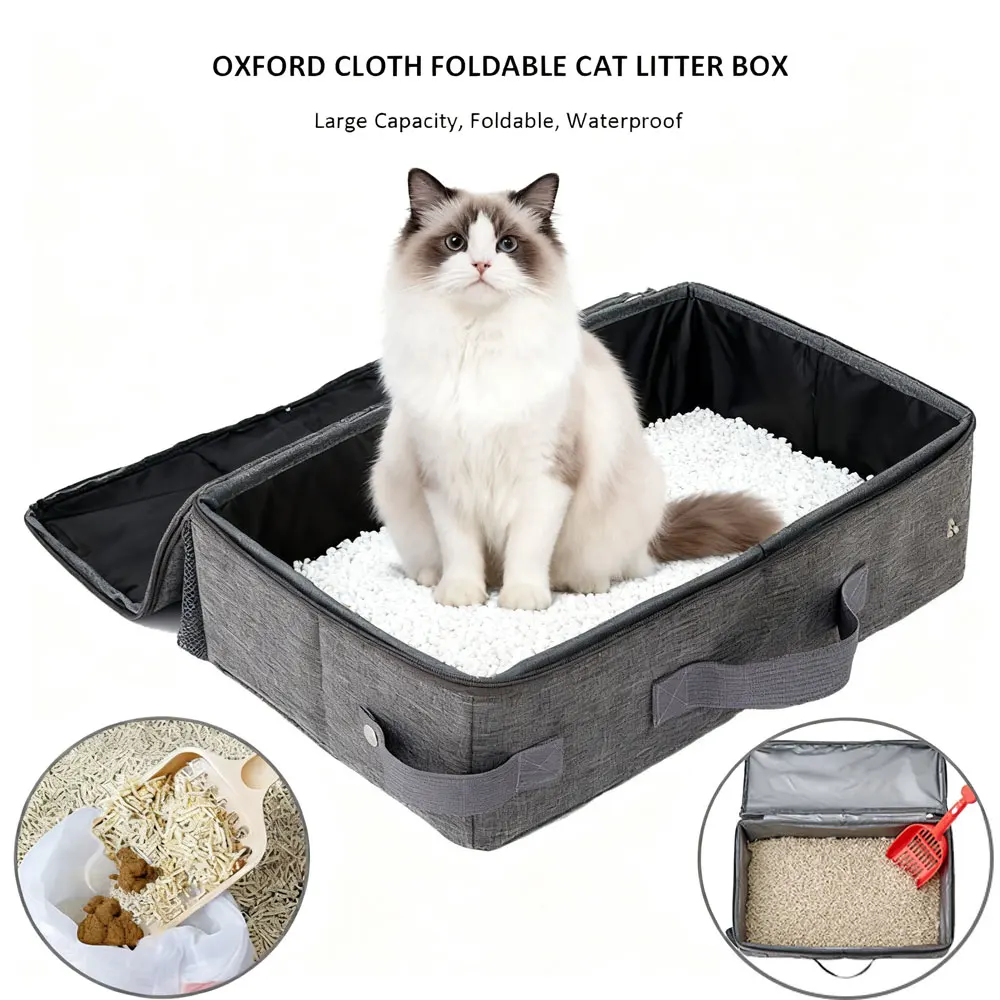 

Portable Folding Oxford Cloth Cat Dog Litter Box Car-mounted Waterproof Mobile Pet Toilet Camping Mountaineering Outdoor Travel