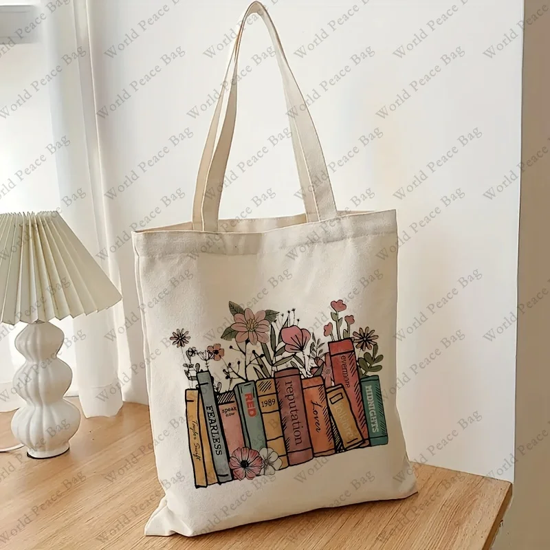 1 pz The Eras Tour Pattern Tote Bag, Floral Book Album borsa a tracolla in tela, versione TS borsa, regali di natale e Halloween