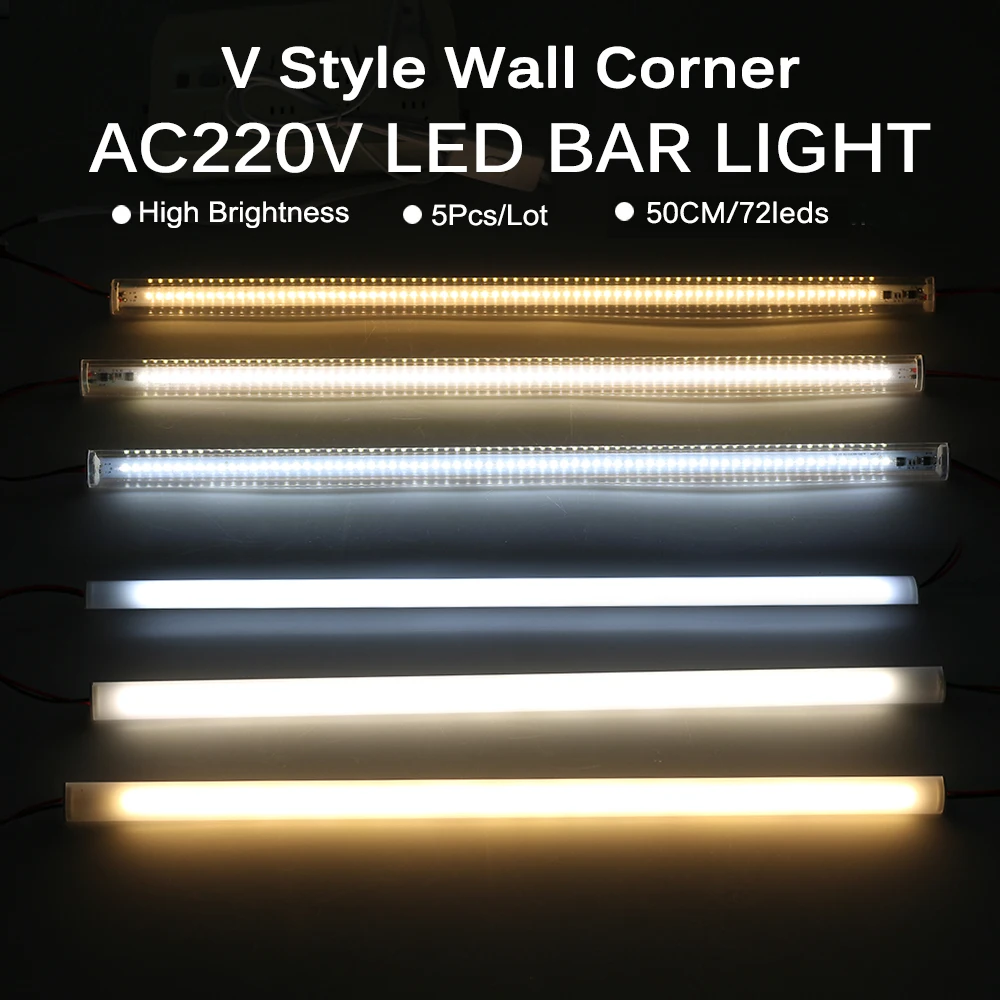 10pcs LED Bar Light High Brightness 50cm 72LEDs 220V 8W LED Fluorescent Tube for Cabinet Showcase Lighting.