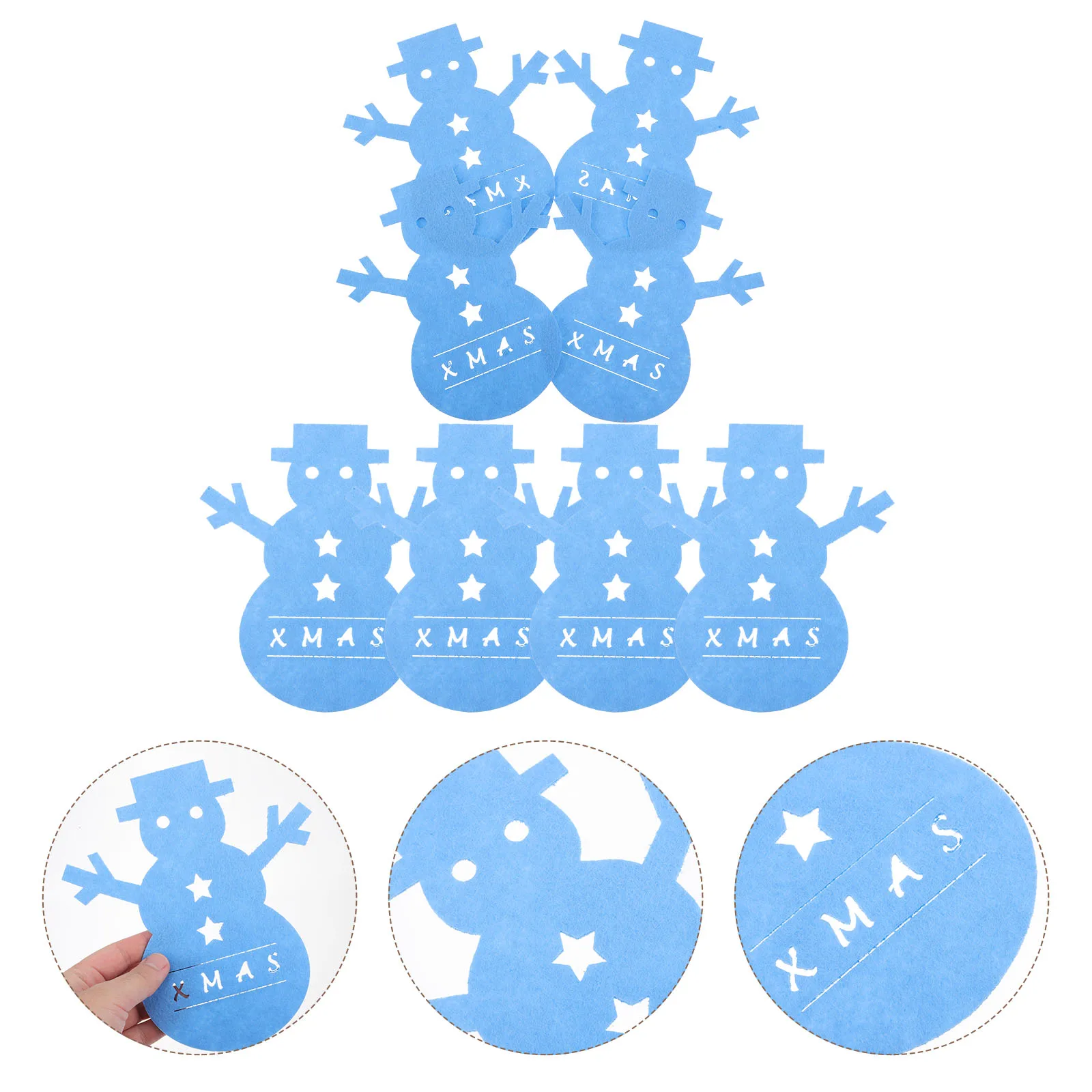 

8 Pcs Tableware Cutlery Bag Holder Christmas Decorations Felt Cloth Snowman Utensil