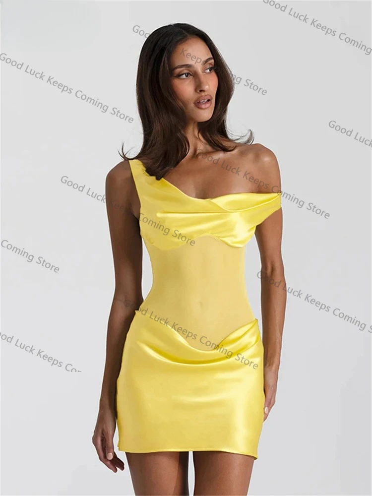 2025 Chic Fashion Sexy Elegant Satin Mini Sleeveless Skinny Night Club Dress Women 2025 Evening Party Summer Low Waisted Dress