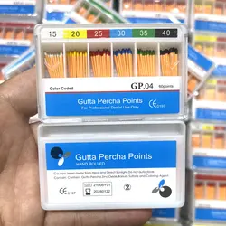 Dental Gutta Percha 0.04 Taper Dental Materials Guta Percha Pontos Endo Raiz Canal Obturando Dicas Barras Cônicas 0.04