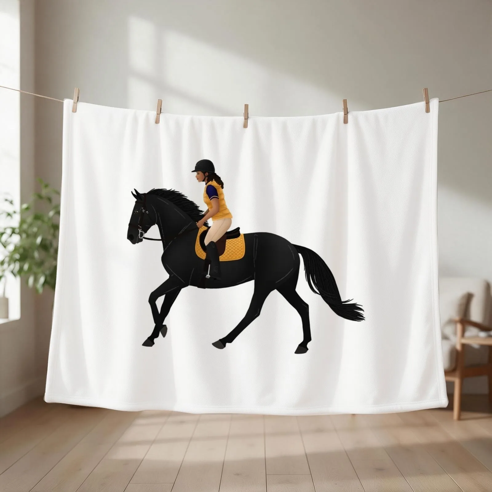 Zoe and Raven from Free Rein - Equine Rampaige Throw Blanket couch cozy soft plush fuzzy picnic outdoor blanket