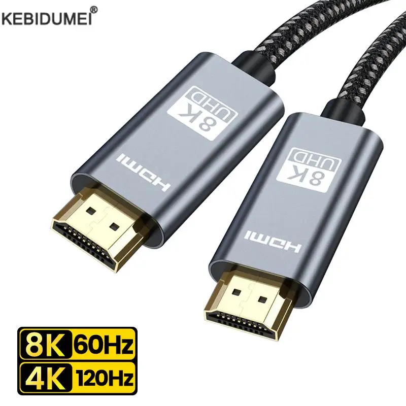 Cable HDMI 8K 4K @ 120Hz 8K @ 60Hz HDMI 2,1, adaptador de 48Gbps para Xbox, PS5/4, Chromebook, HDR, Cable de vídeo, PC, portátil